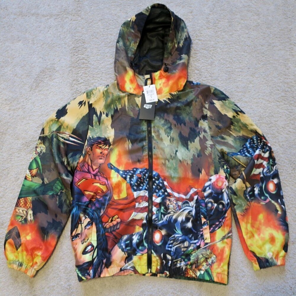 DC Justice League Army Windbreaker Jacket Men's Small Tango Hotel NWT $98